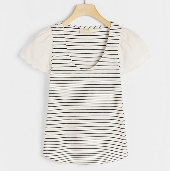 Anthropologie Maeve Lelyah Scalloped Top Sz L - Picture 1 of 6